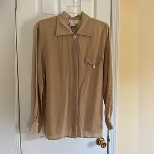 Vintage TESS 100% Silk Thin Stripe Blouse